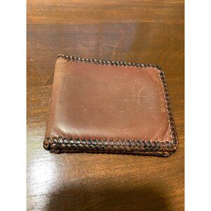 Vintage Stetson Genuine Men's Leather Bi-Fold Wallet Handwoven Seams READ